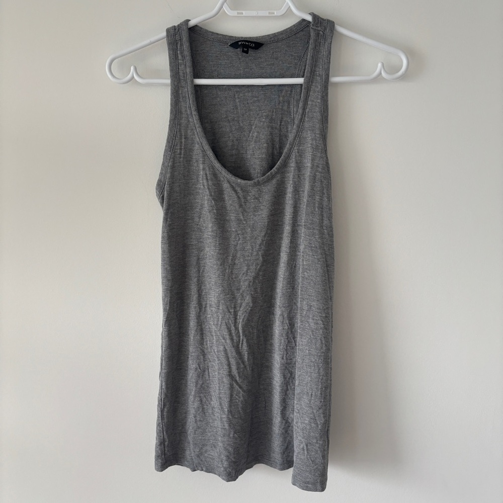 2/$10 Rw&Co Women's Grey Basic Tank Top casual workout everyday stretchy size S